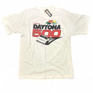 Vtg Daytona 500 Shirt Sz XXL White NASCAR Graphic Made USA 90s Single Stitch NOS